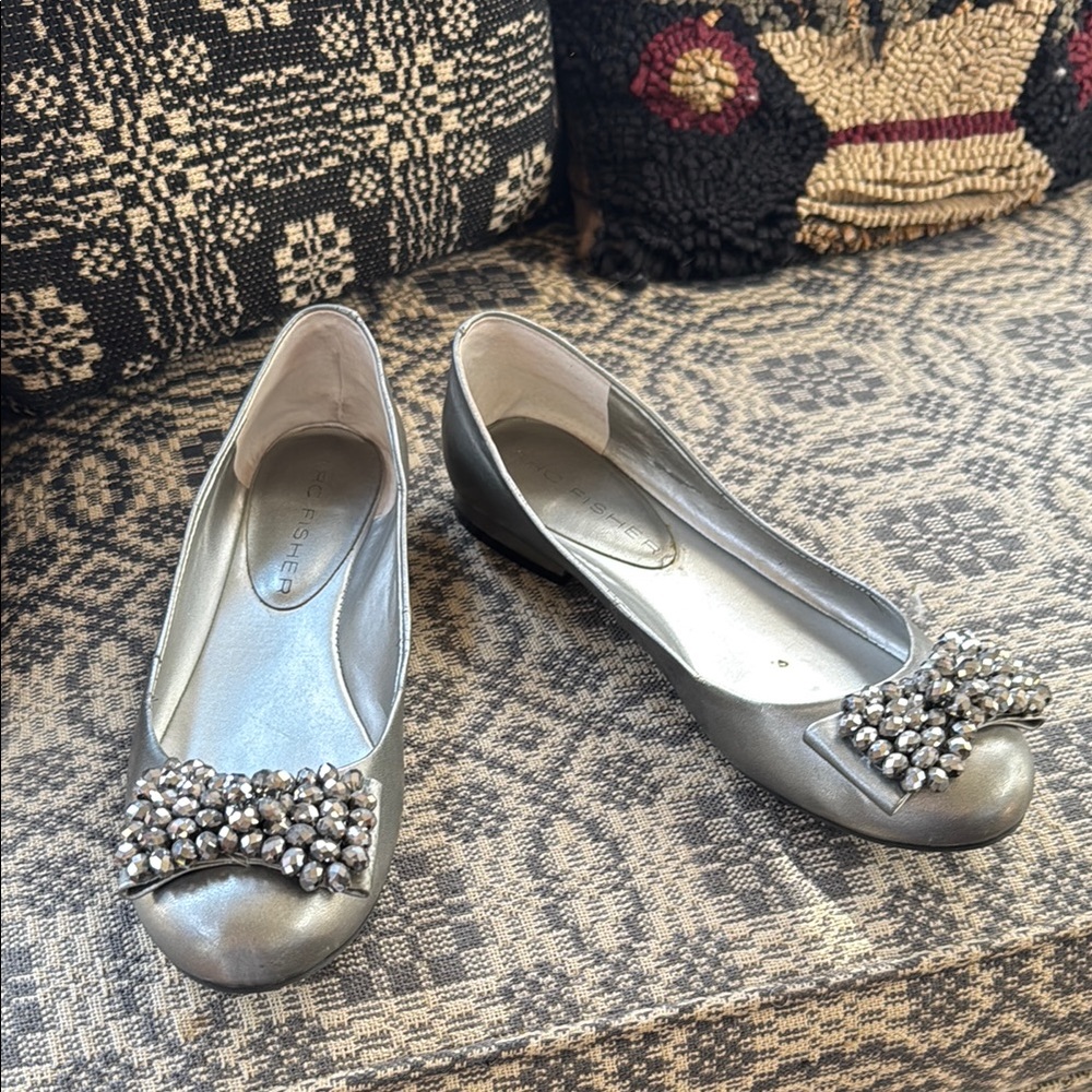 Marc Fisher Silver Embellished Flats